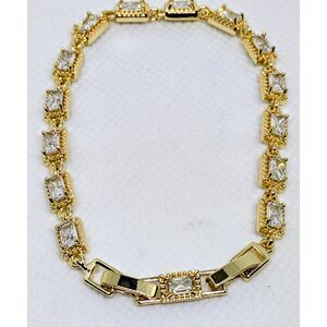 8 inch 14k gold filled cz rectangular unisex bracelet (unstamped))